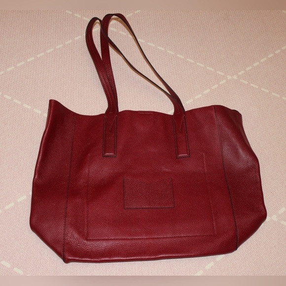 Michael Kors Large Junie Tote Bag Maroon Pebbled Leather with Dust Bag - Picture 2 of 5